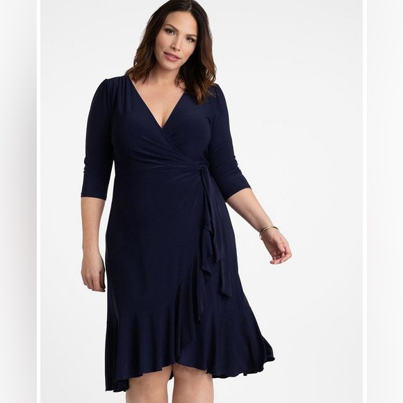 Kiyonna Dresses & Skirts - NWT Kiyonna Whimsy Wrap Dress 3x Navy Blue
